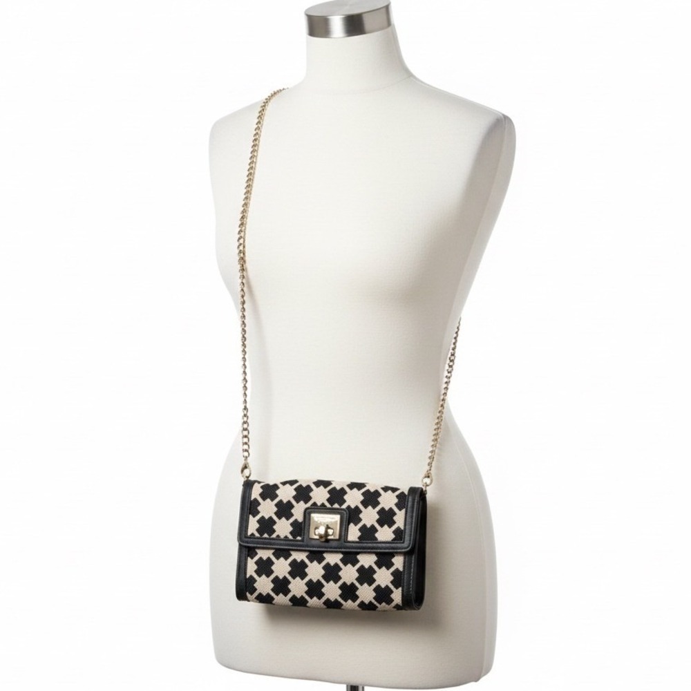 Spartina 449 Daufuskie‎ Island Crossbody Chain Clutch Black White Geometric